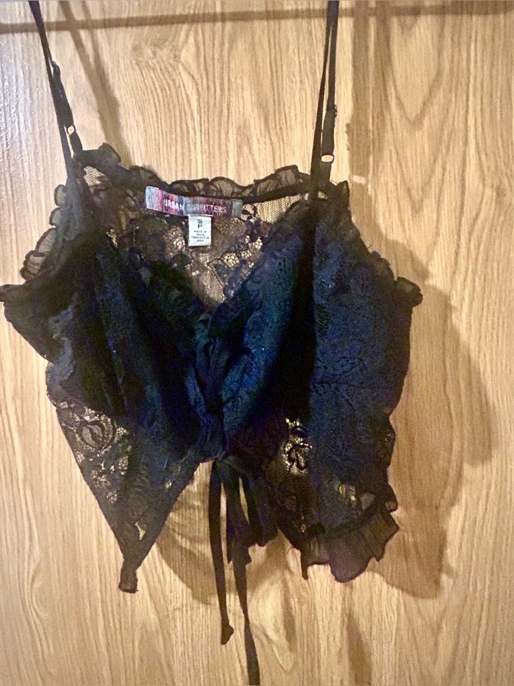 Urban Outfitters Black Lace Tie-Front Cami